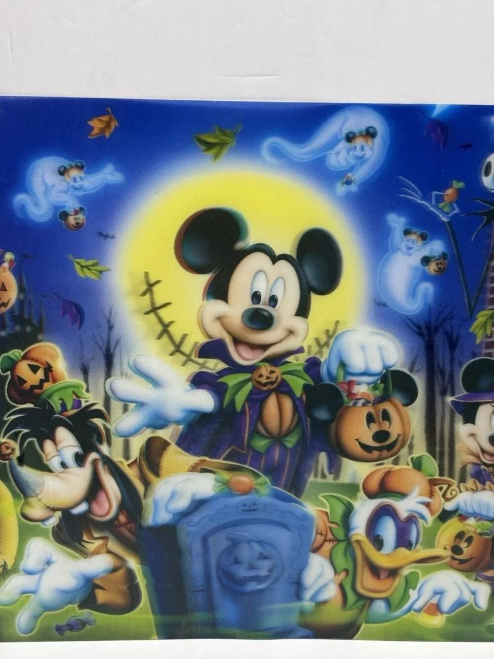 3 Vintage Disney Mickey Halloween Lenticular 3D Holographic Vinyl Placemats.